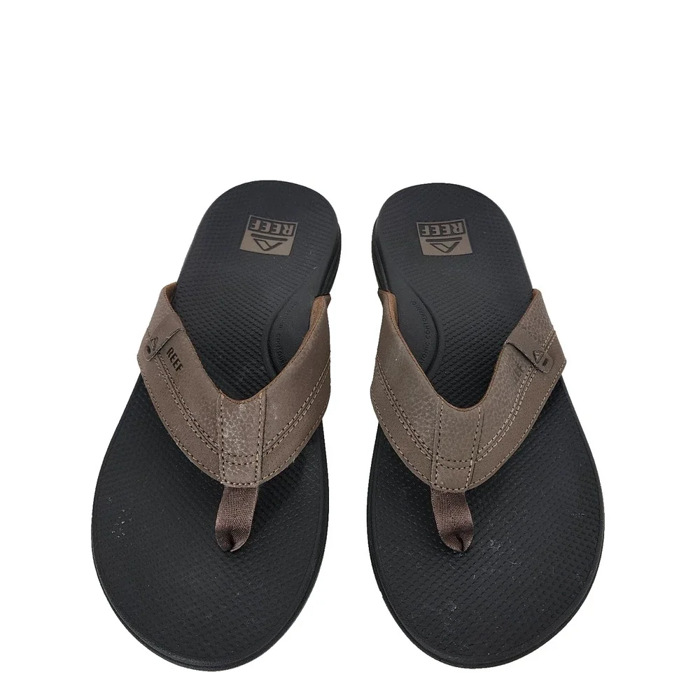 REEF Mens Cushion Spring 2.0 Flip Flop Sandals Thong Size 10 Brown Faux Leather